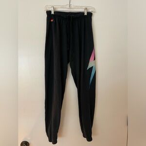 AVIATOR NATION Women’s Black Multi-color Bolt Sweatpants in Size Medium